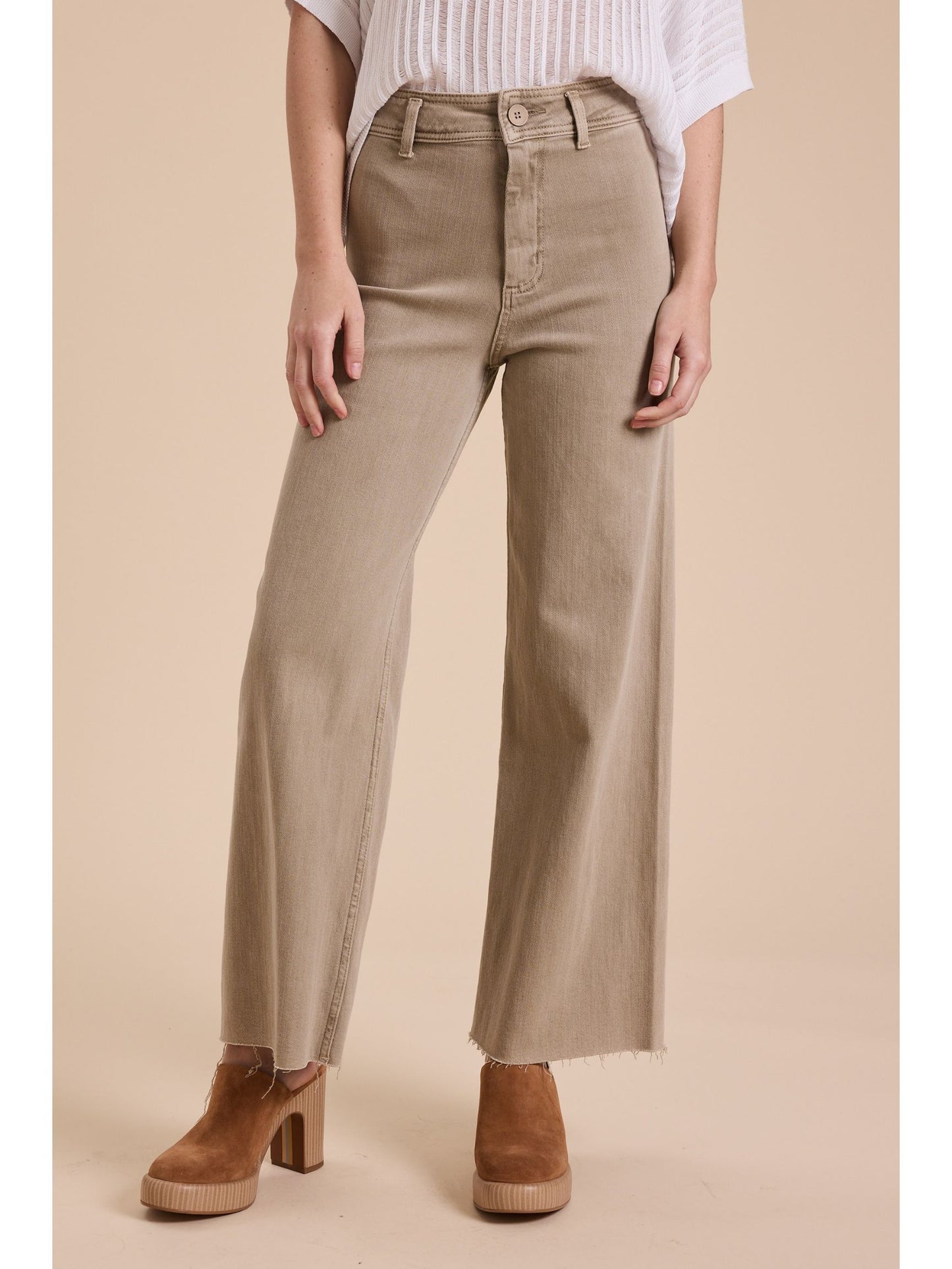 Franny Straight Wide Leg Pants - Stone
