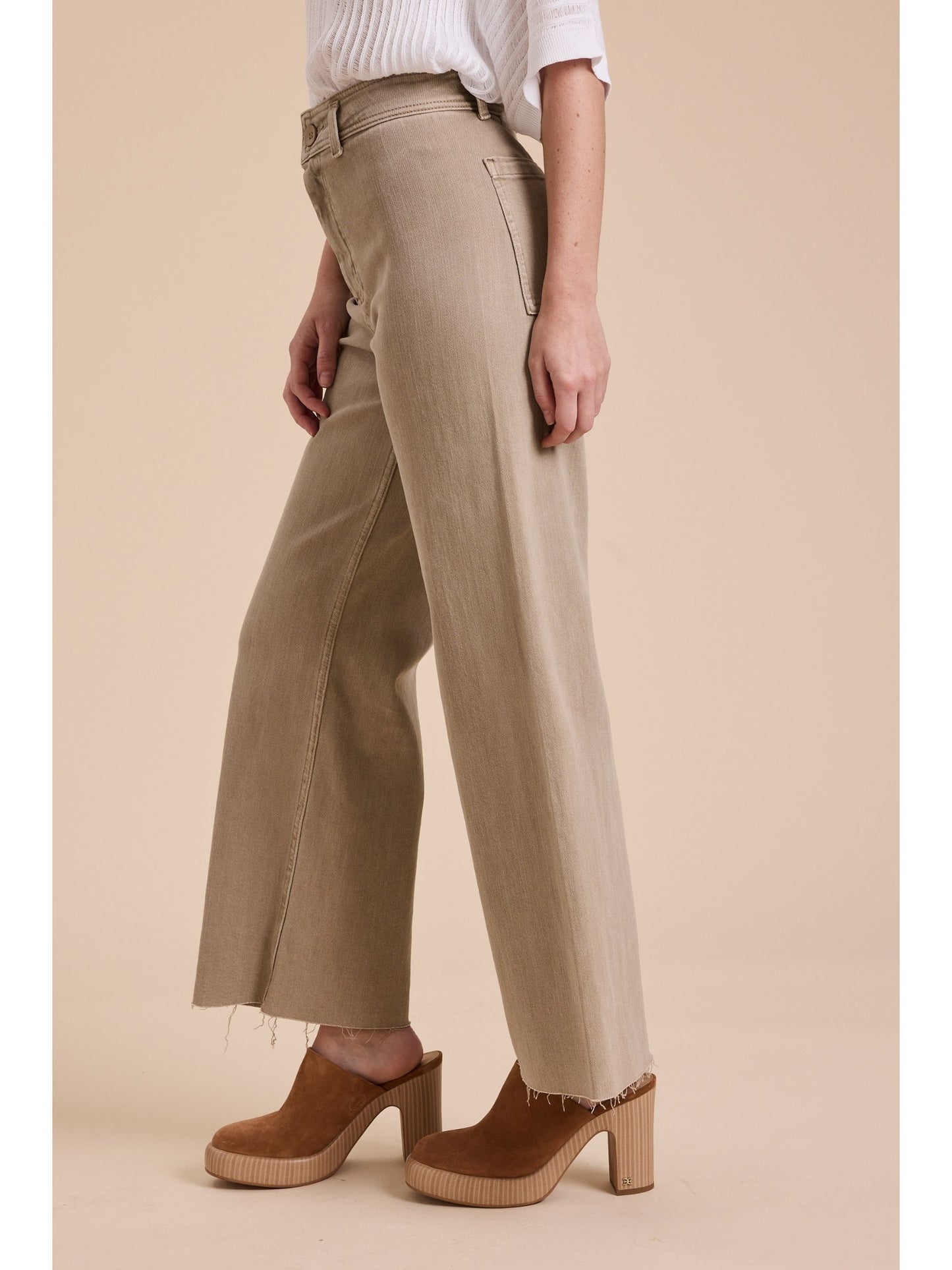 Franny Straight Wide Leg Pants - Stone