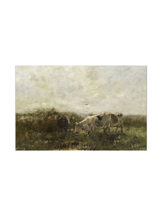 9x12" Cows Eating Grass Print