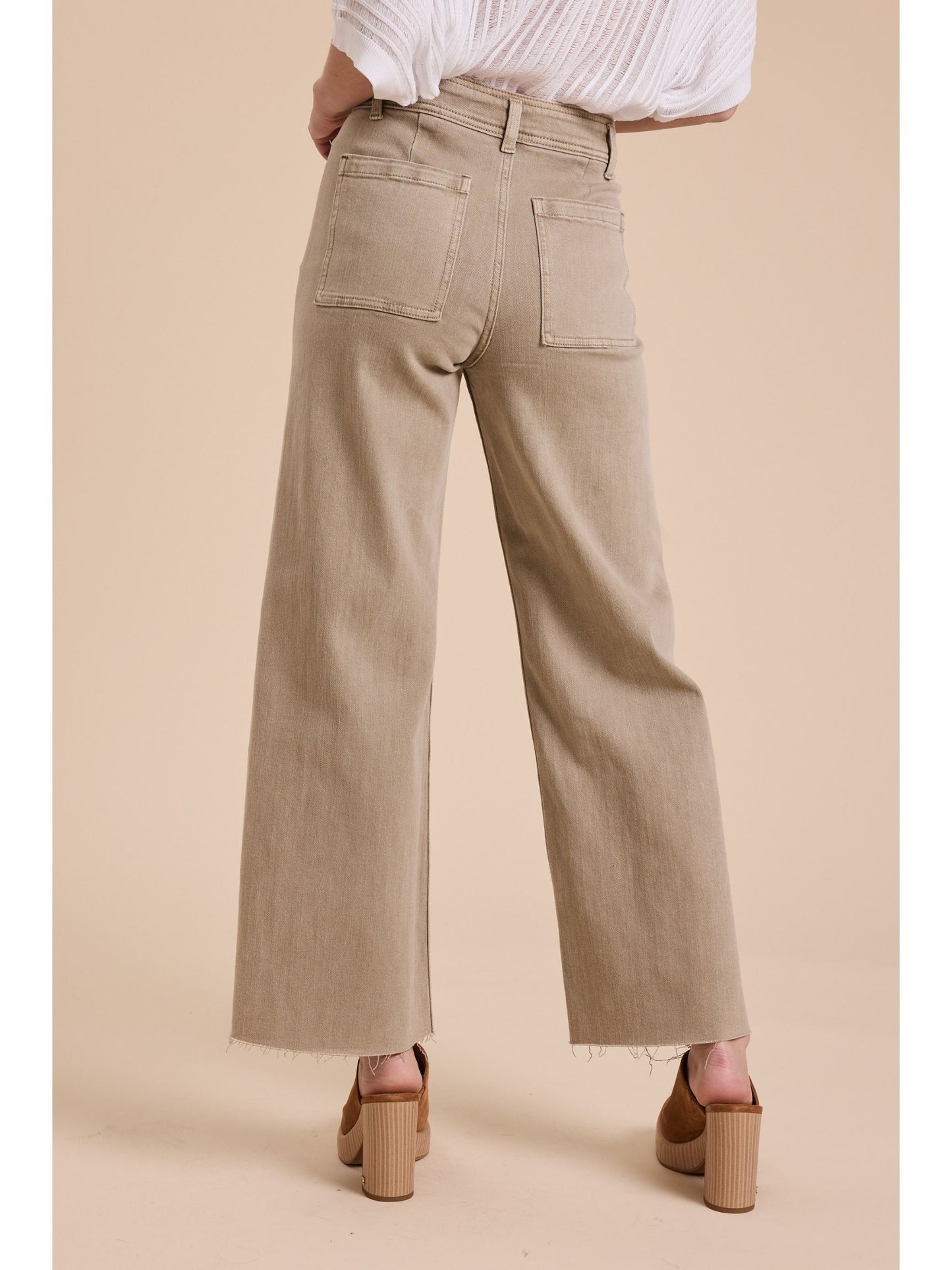 Franny Straight Wide Leg Pants - Stone