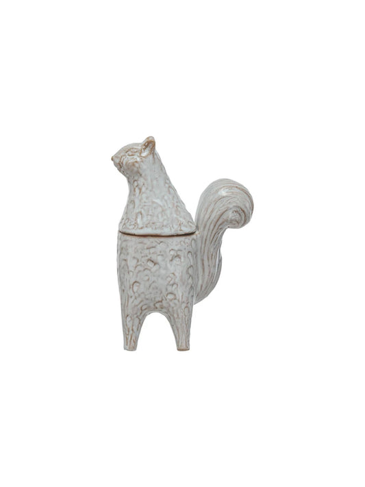 Stoneware Squirrel Shaped Jar, White