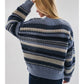 Long Sleeve Crew Neck Stripe Sweater