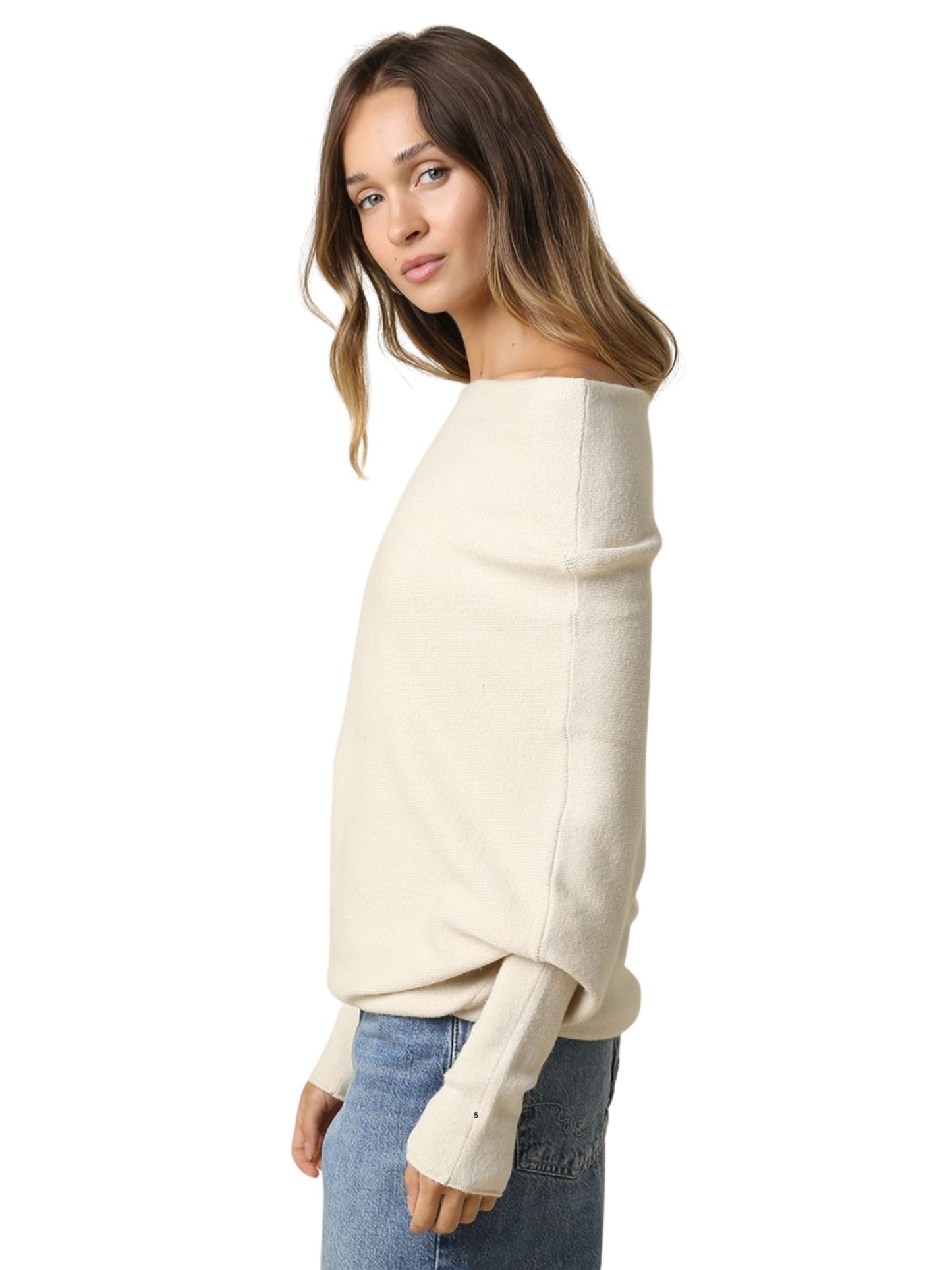 Amar Asymmetric Off-shoulder Sweater