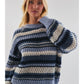 Long Sleeve Crew Neck Stripe Sweater