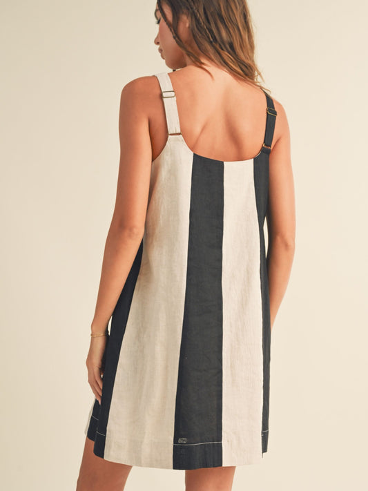 Color Block Linen Mini Dress