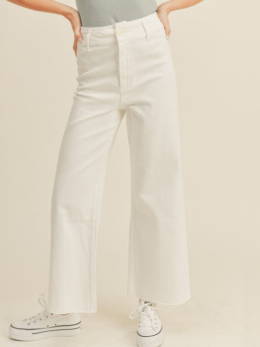 Franny Straight Wide Leg Pants - White