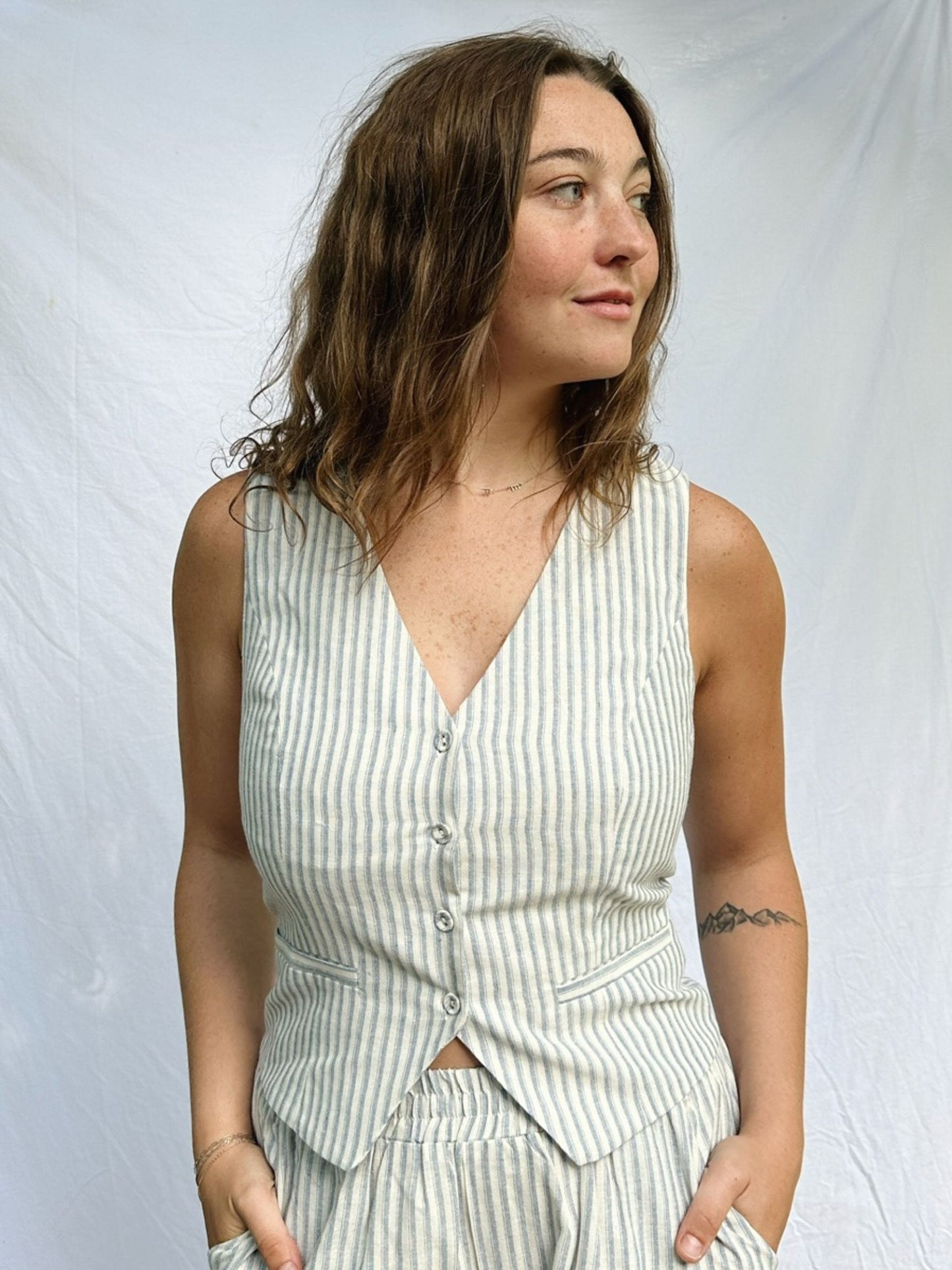 V Neck Striped Vest Top
