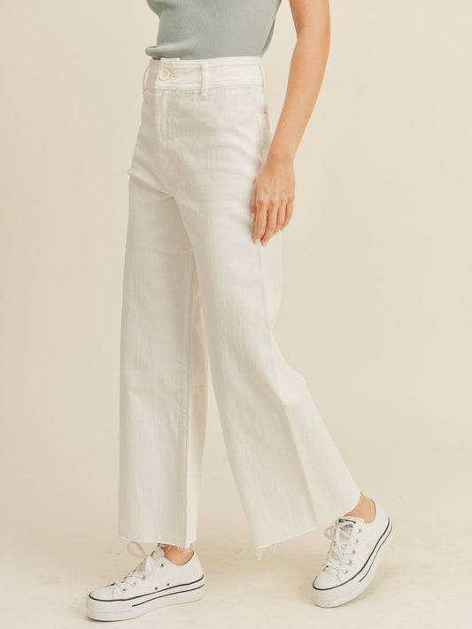 Franny Straight Wide Leg Pants - White