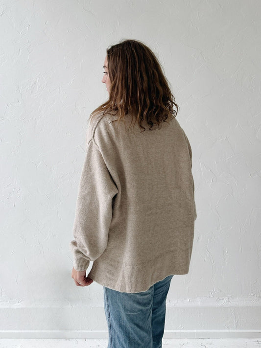 Oat Half Placket Sweater