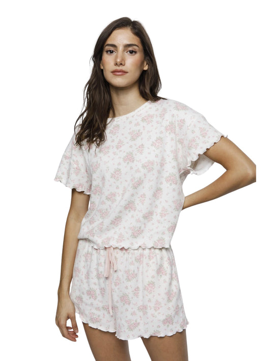 Rose Bouquet Ribbed Top