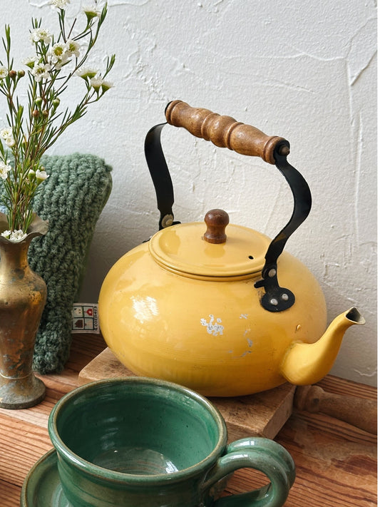Vintage Yellow Tea Kettle