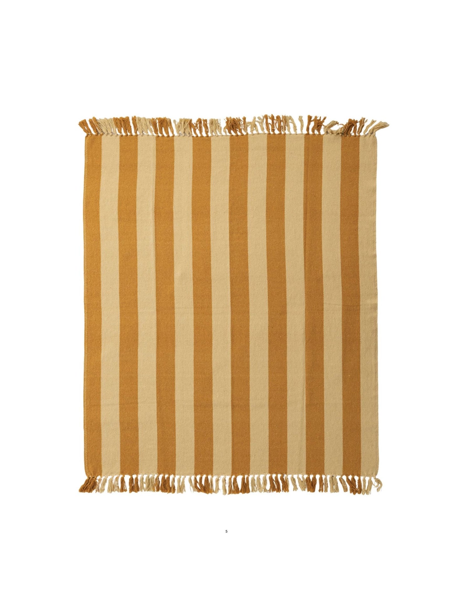 Woven Recycled Cotton Blend Striped Throw with Fringe