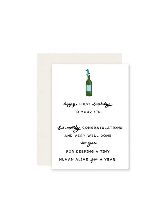 First Birthday Wine Birthday Card For Baby and Mom