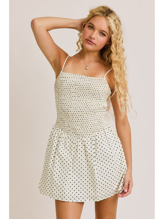 Amara Smocked Polka Dot Dress