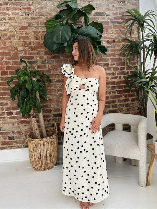 Rome One Shoulder Polka Dot Dress