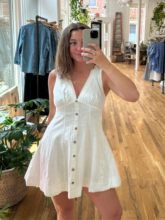 Trim Lace Button Down Dress
