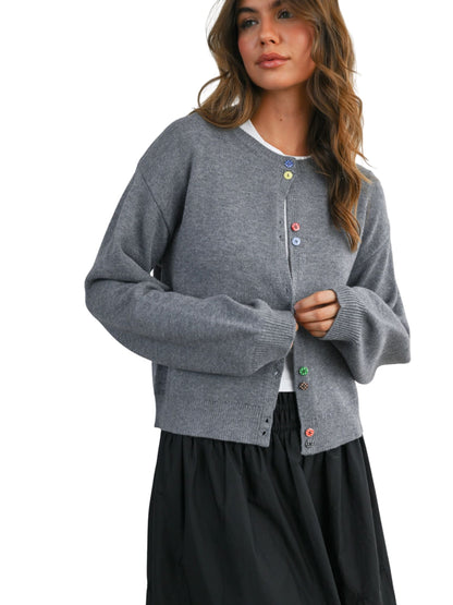 Long Sleeve Buttoned Cropped Cardigan