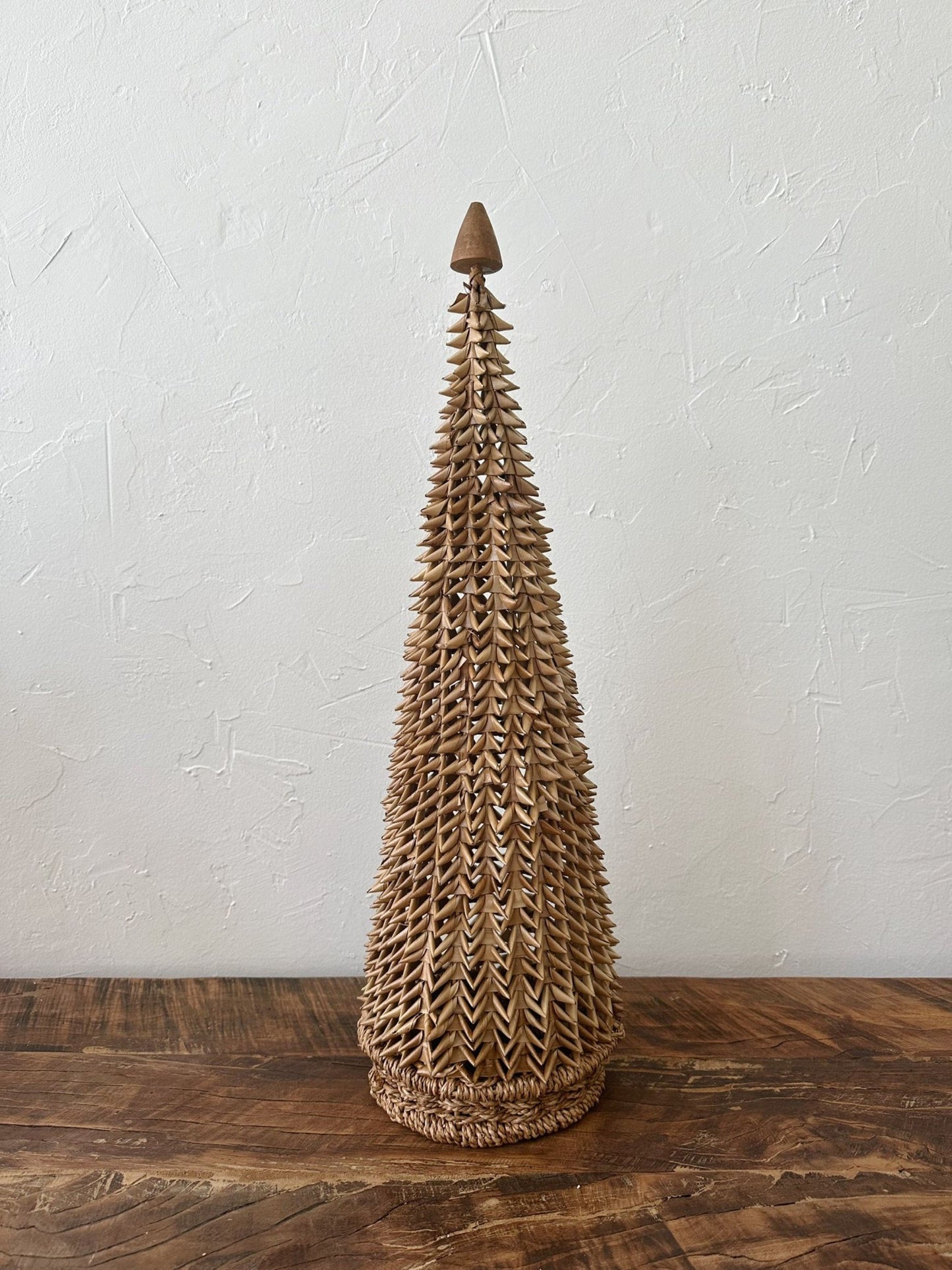 Hand-Woven Buri Palm Cone Tree w/ Wood Bead (Pick Up Only)