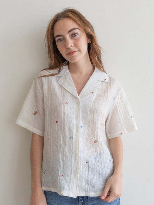 Lotti Embroidered Floral Button Down