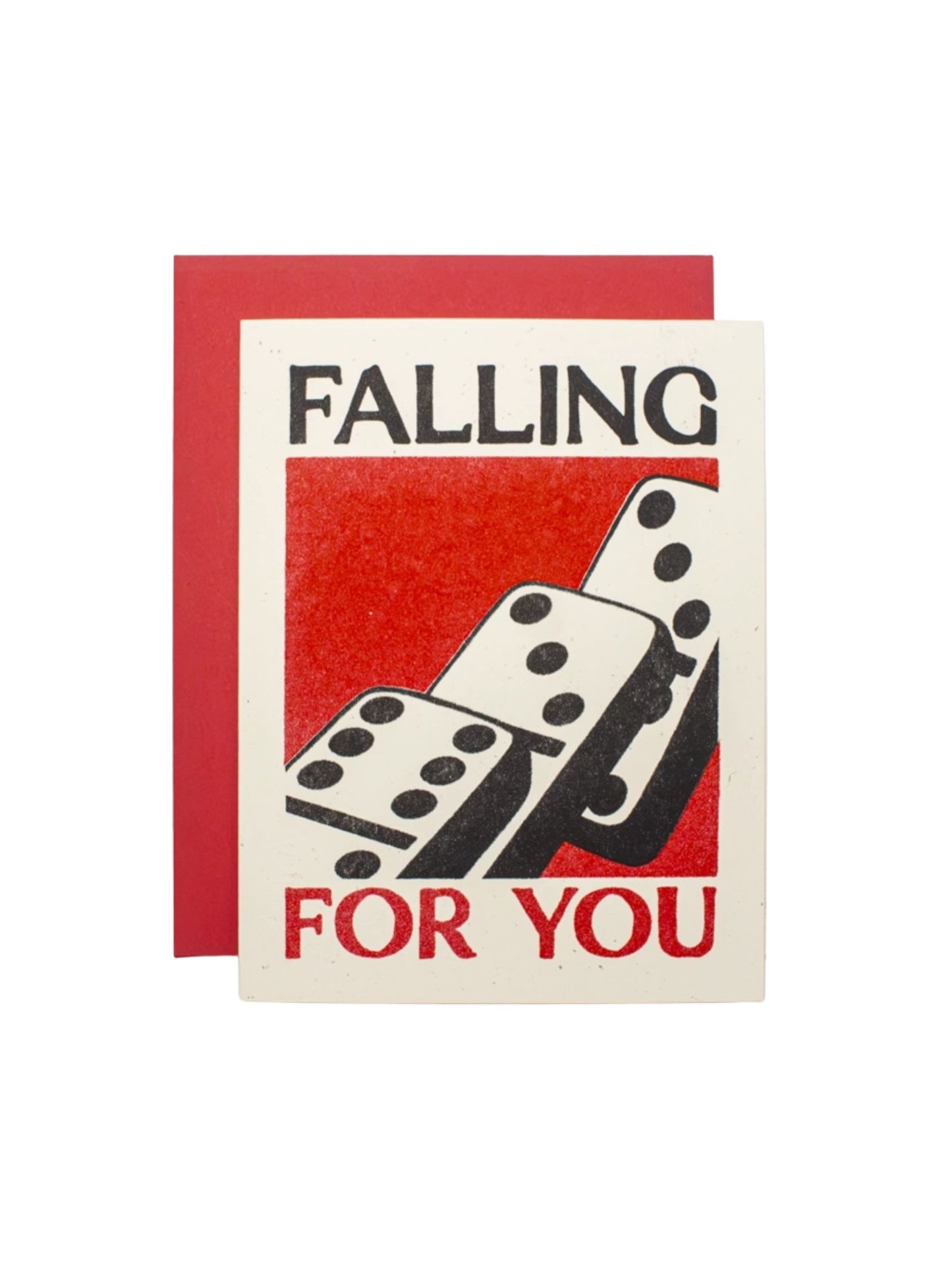 Falling For You Dominoes Risograph Card