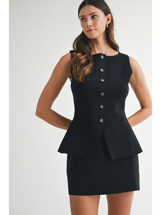 Sable Sleeveless Button Top