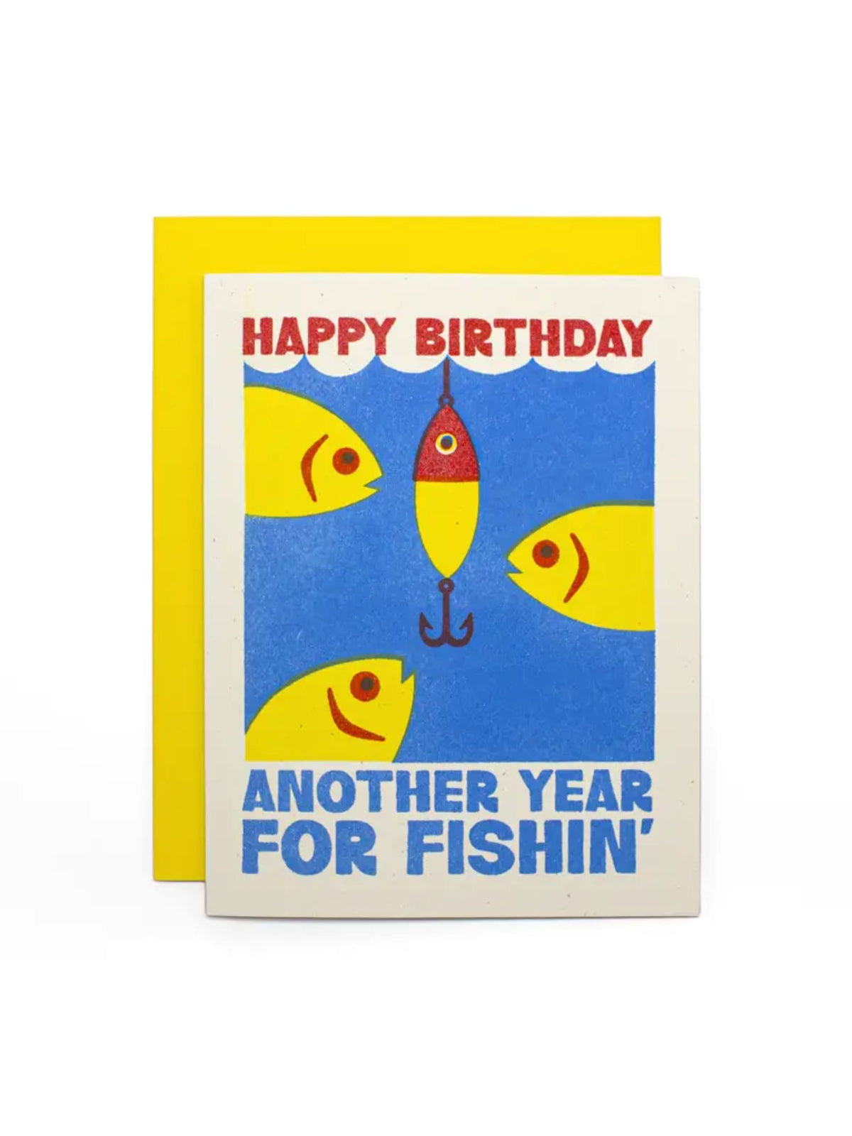 Happy Fishin' Birthday Risograph Card
