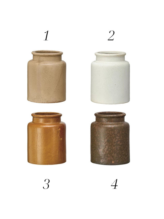 Vintage Reproduction Mustard Crock, 4 Colors