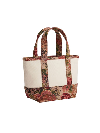 Floral Brocade Detail Canvas Tote Bag - Mauve