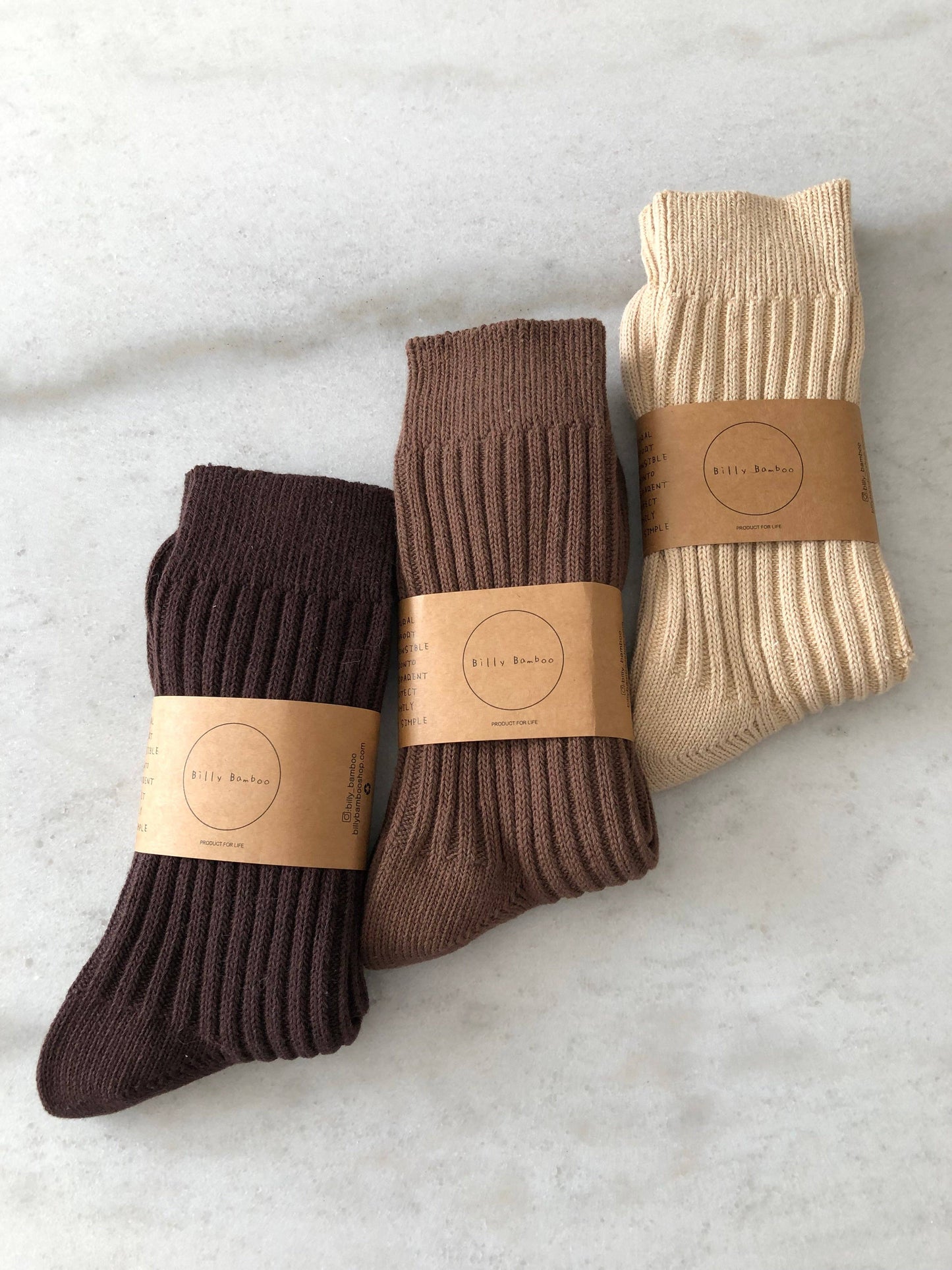 Ribbed Cotton High Socks - Neutral