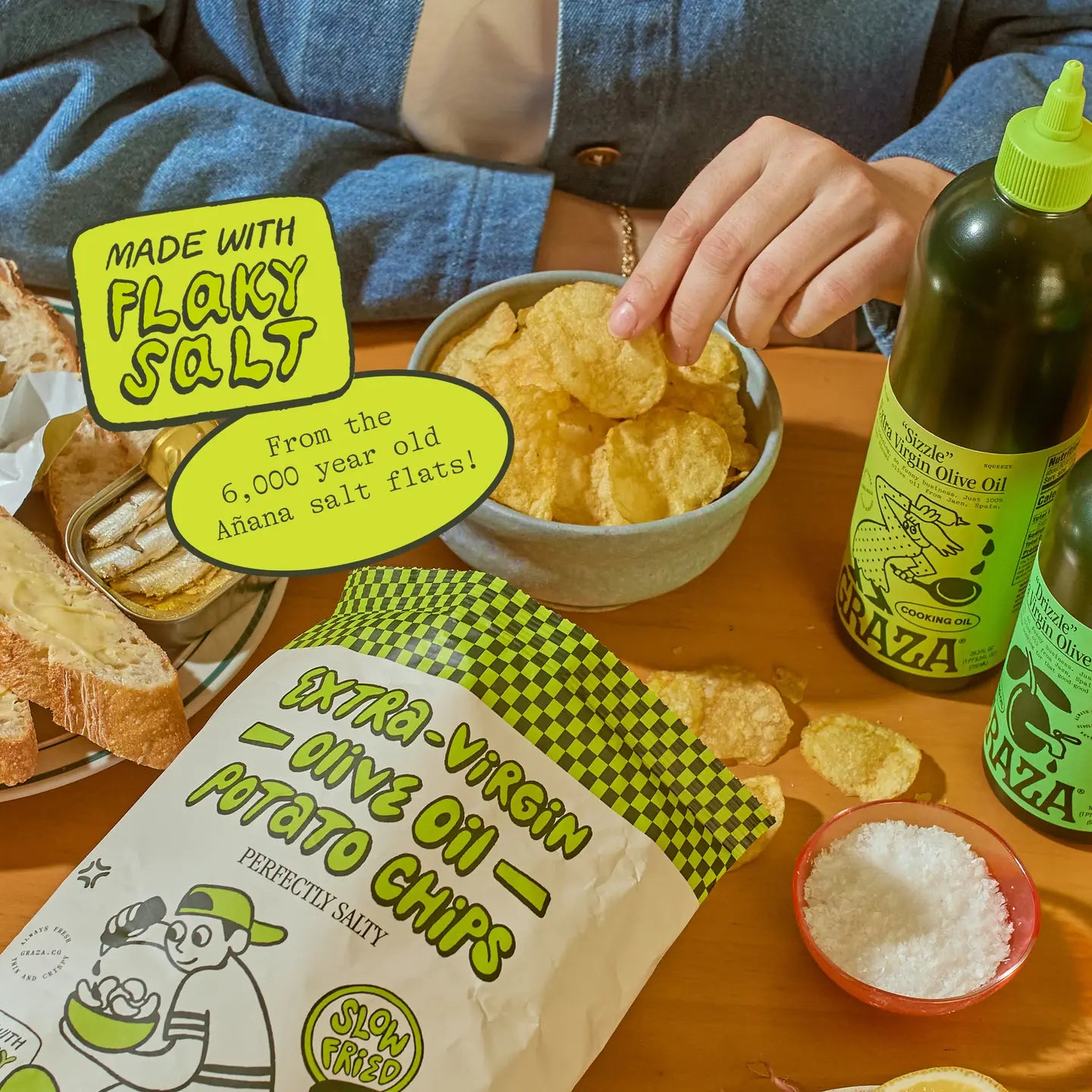 Graza's Perfectly Salty Chips Fried in Evoo