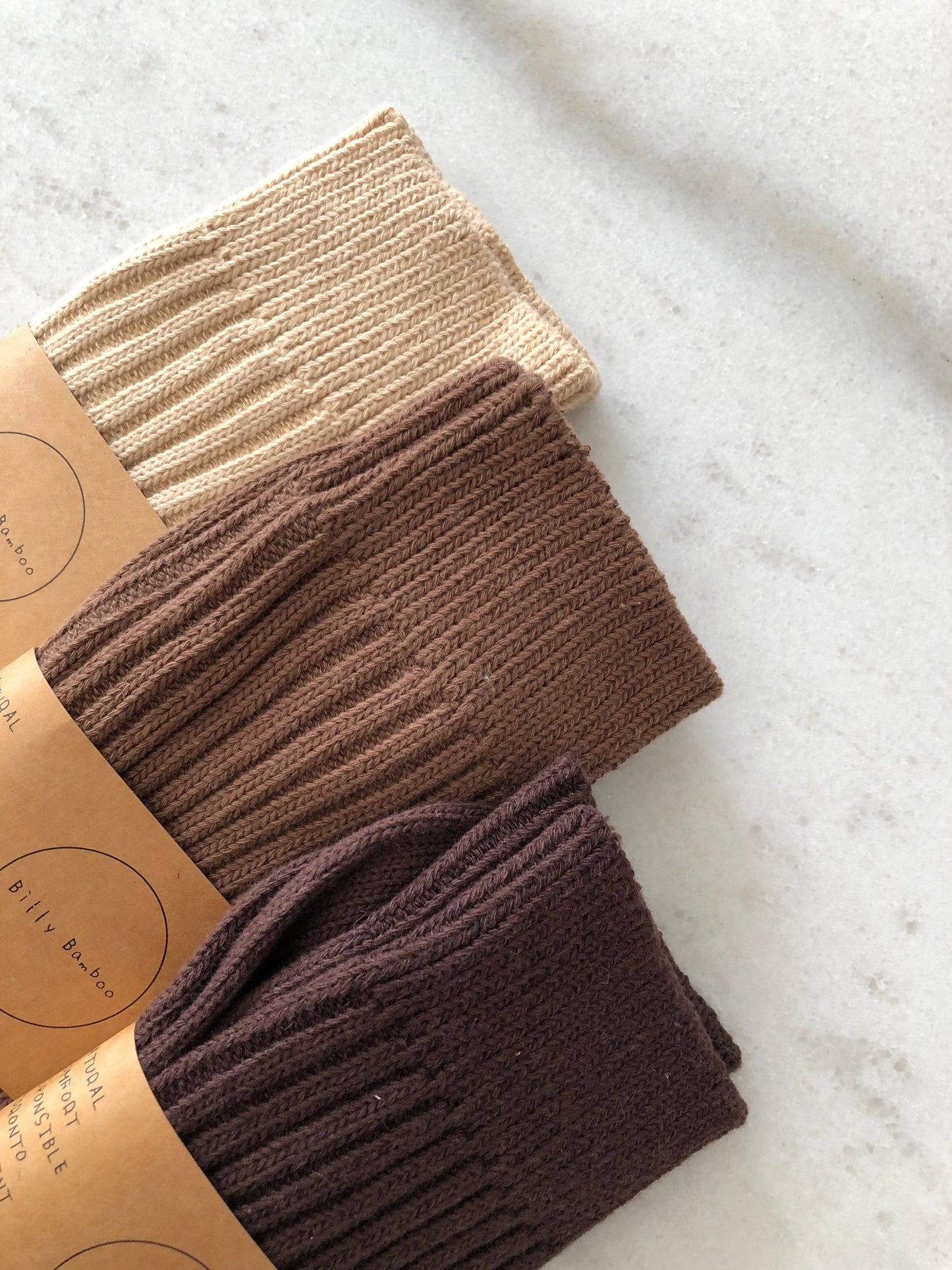 Ribbed Cotton High Socks - Neutral