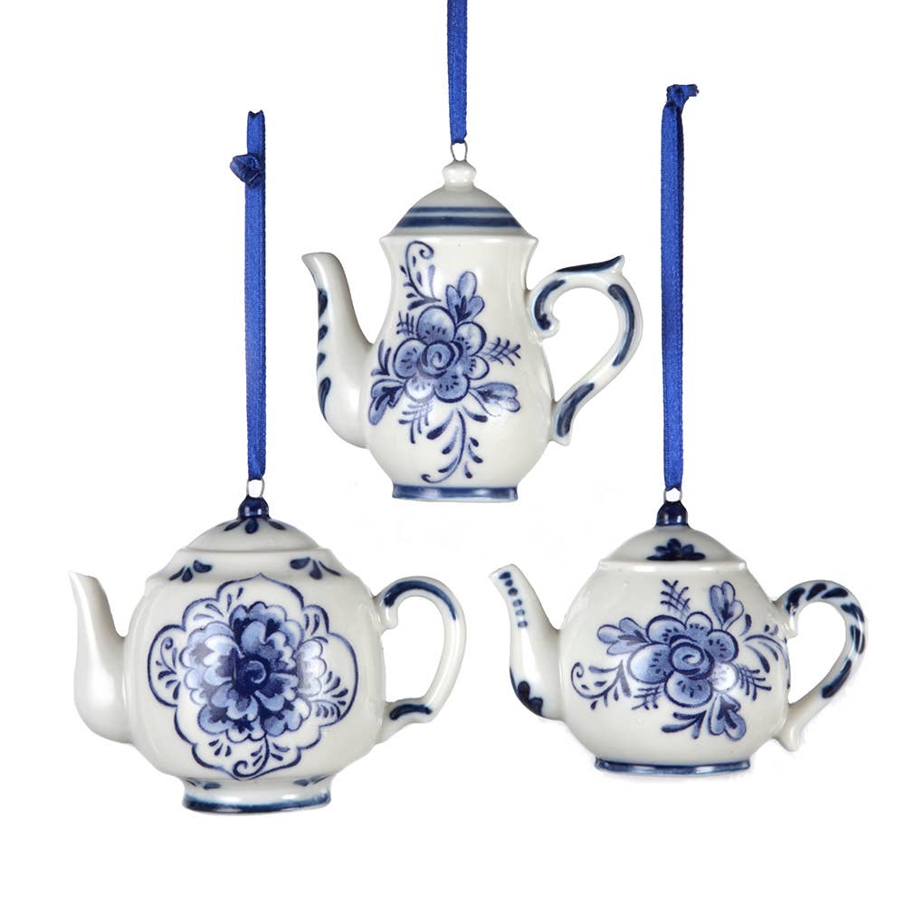 Porcelain Delft Blue Teapot Ornament