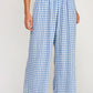 Gingham Linen Wide Leg Pants