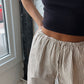 Beige Linen Stripe Pants