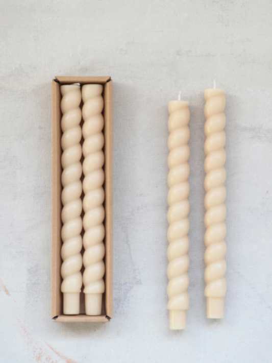 Cream Unscented Twisted Taper Candles