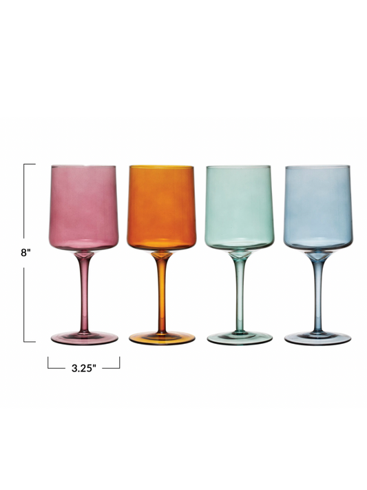 Set of 4 Wine Glasses - choose your color