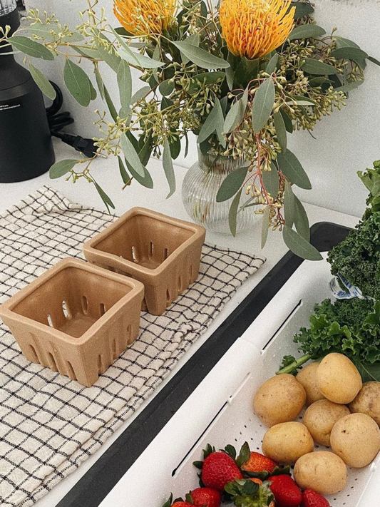 Textured Stoneware Berry Baskets