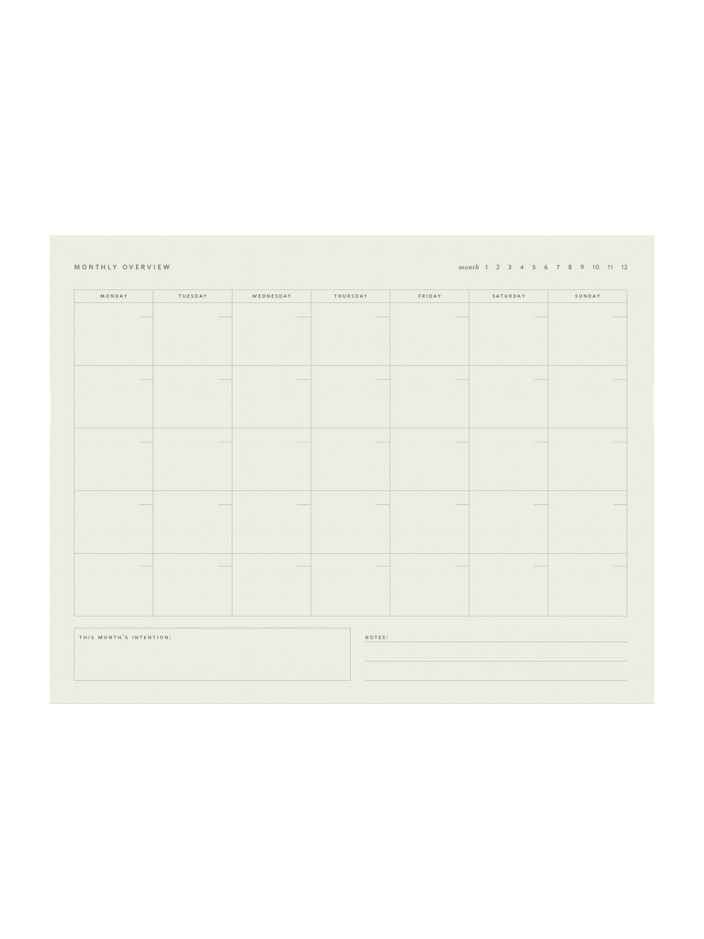 Monthly Overview Notepad