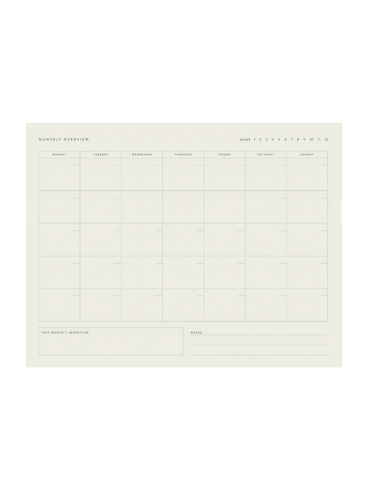 Monthly Overview Notepad