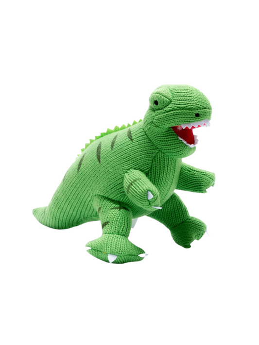 Knitted Green T Rex Dinosaur Plush Toy