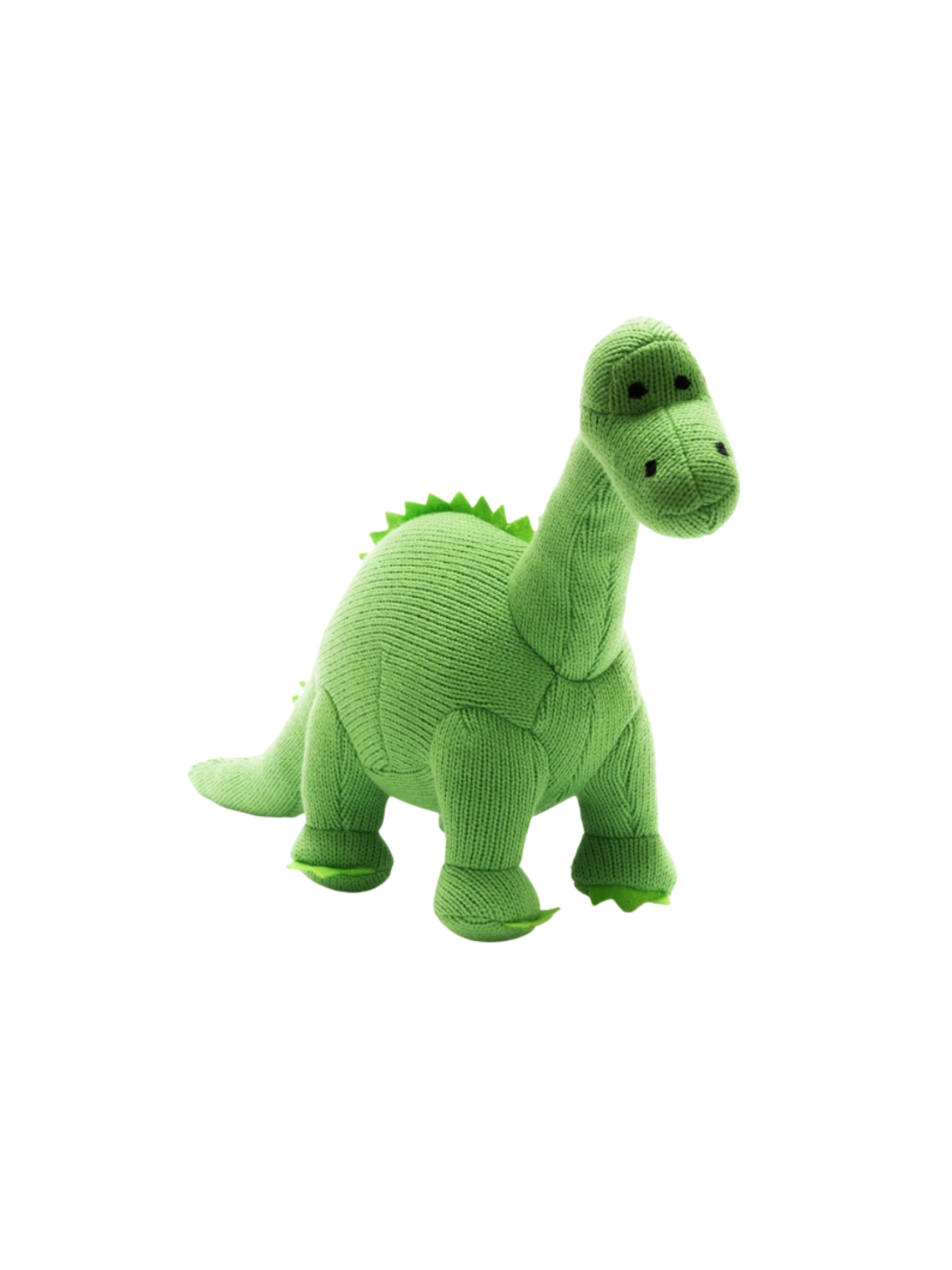 Knitted Green Diplodocus Dinosaur Baby Rattle