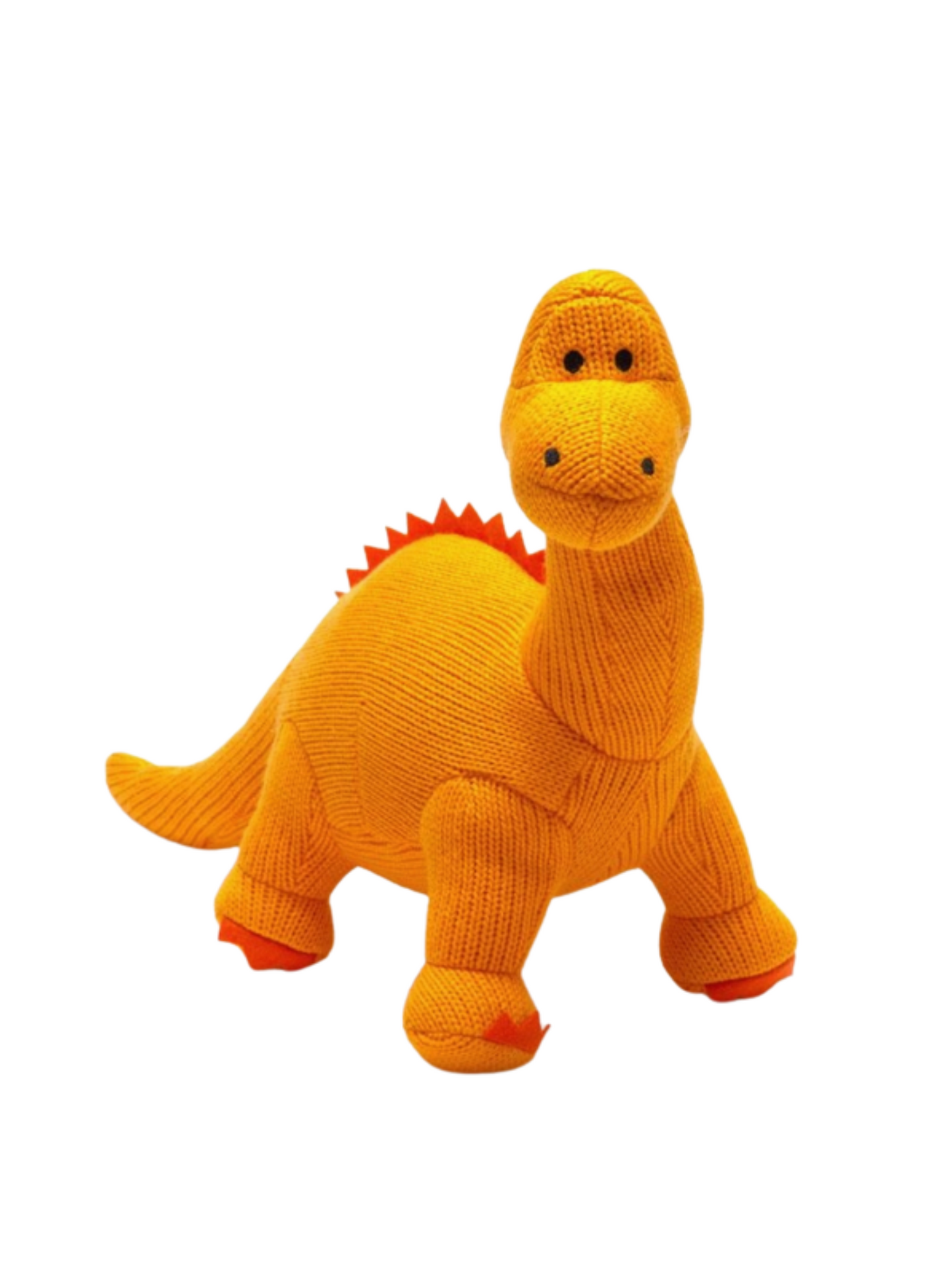 Knitted Large Diplodocus Dinosaur Plush Toy in Orange