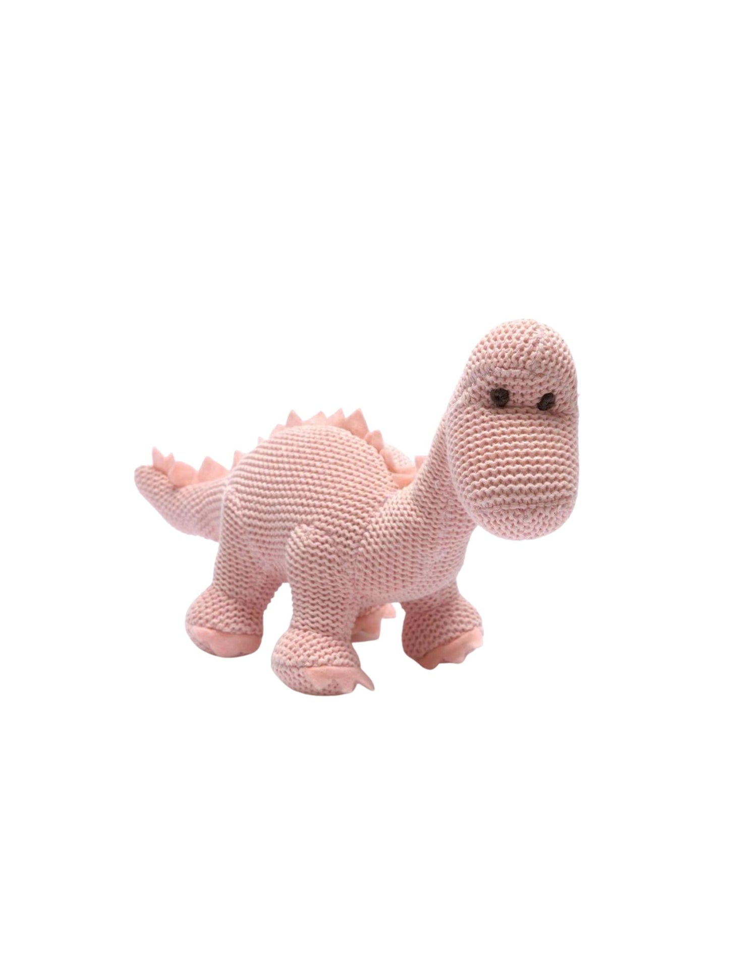 Knitted Organic Cotton Pink Diplodocus Rattle