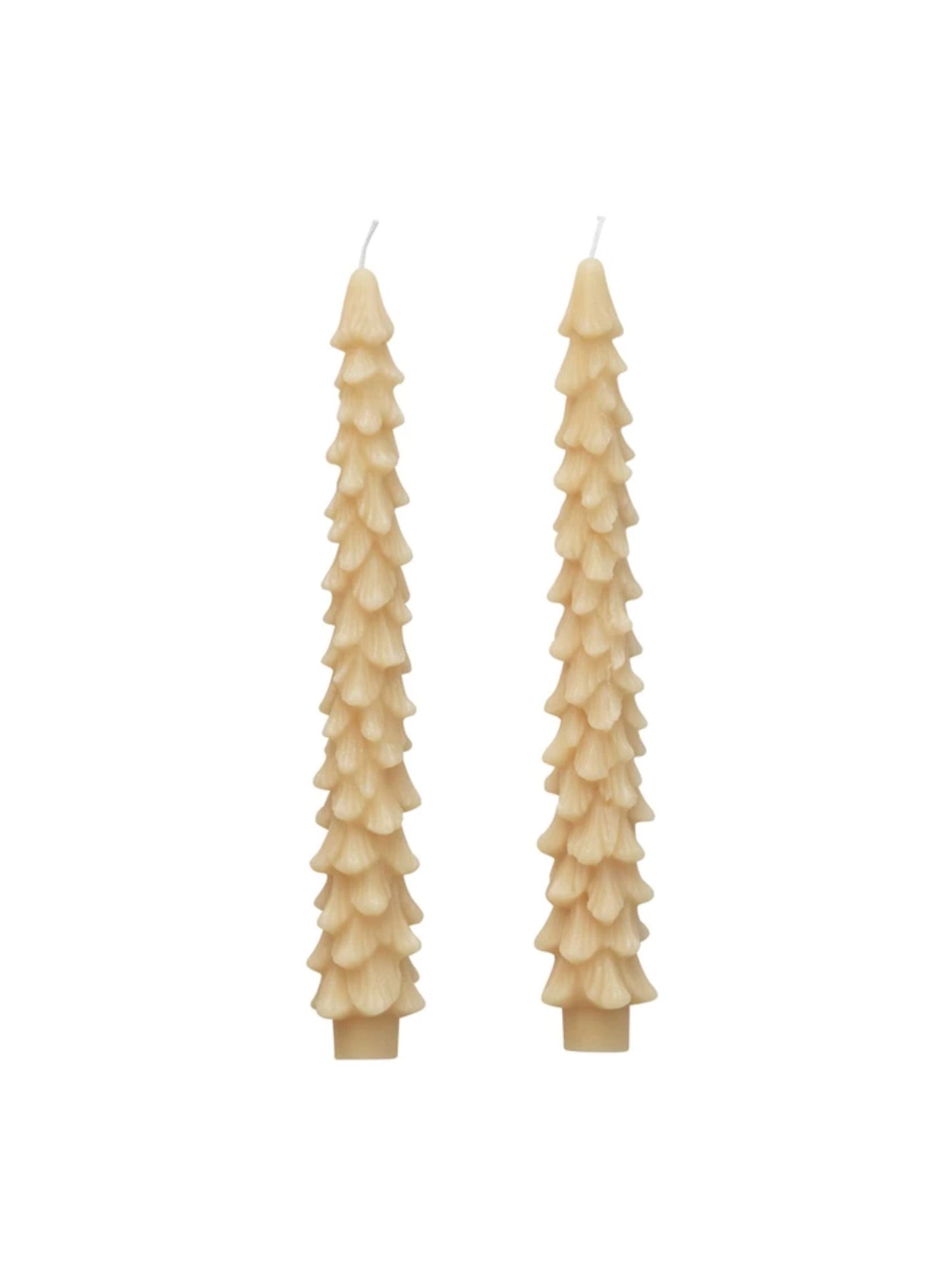 Cream Unscented Tree Shaped Taper Candles, Set of 2
