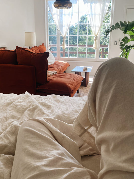 Oatmeal Linen Drawstring Pants