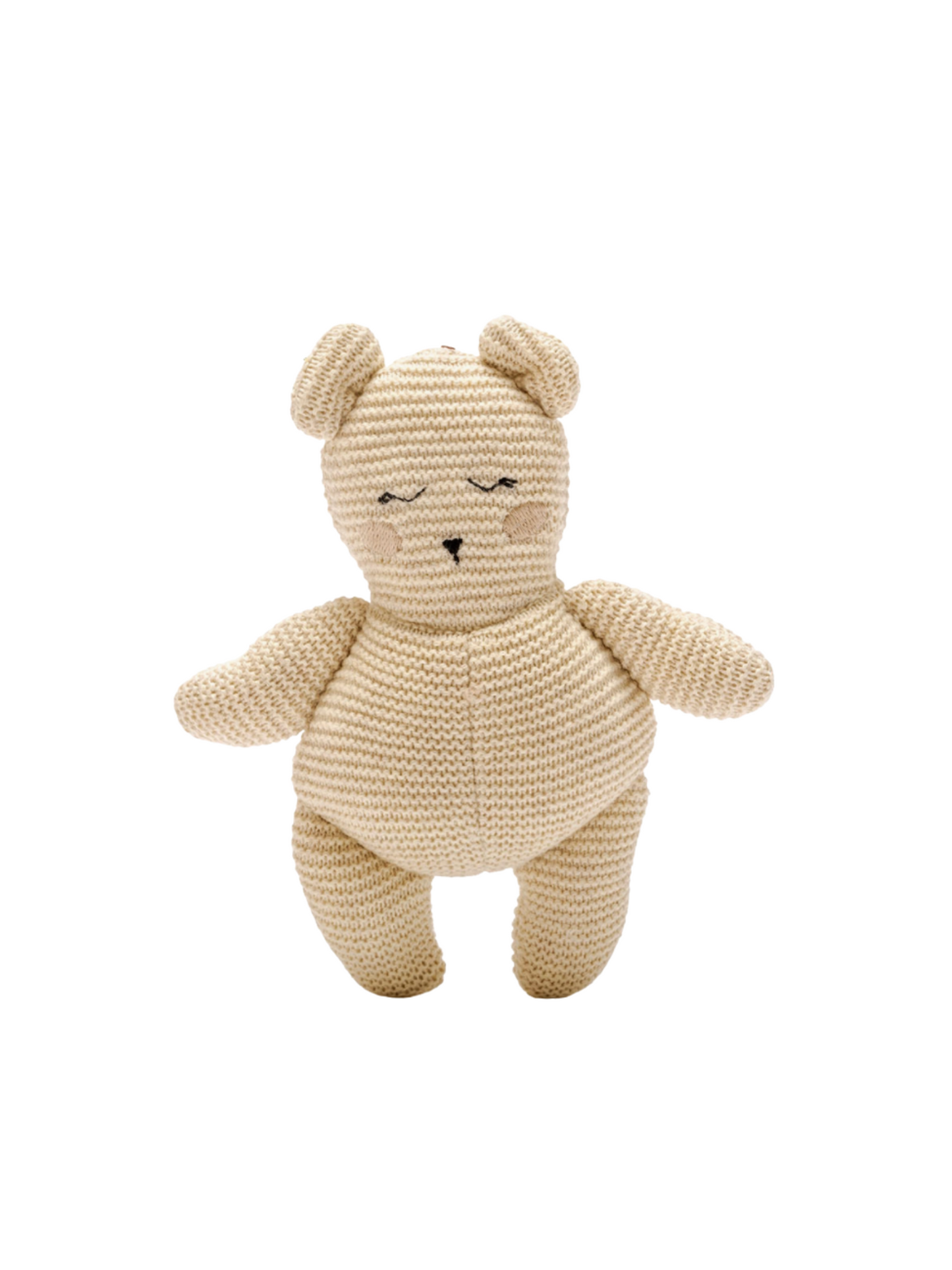 Organic Cotton Knitted Cream Teddy Bear Sensory Toy