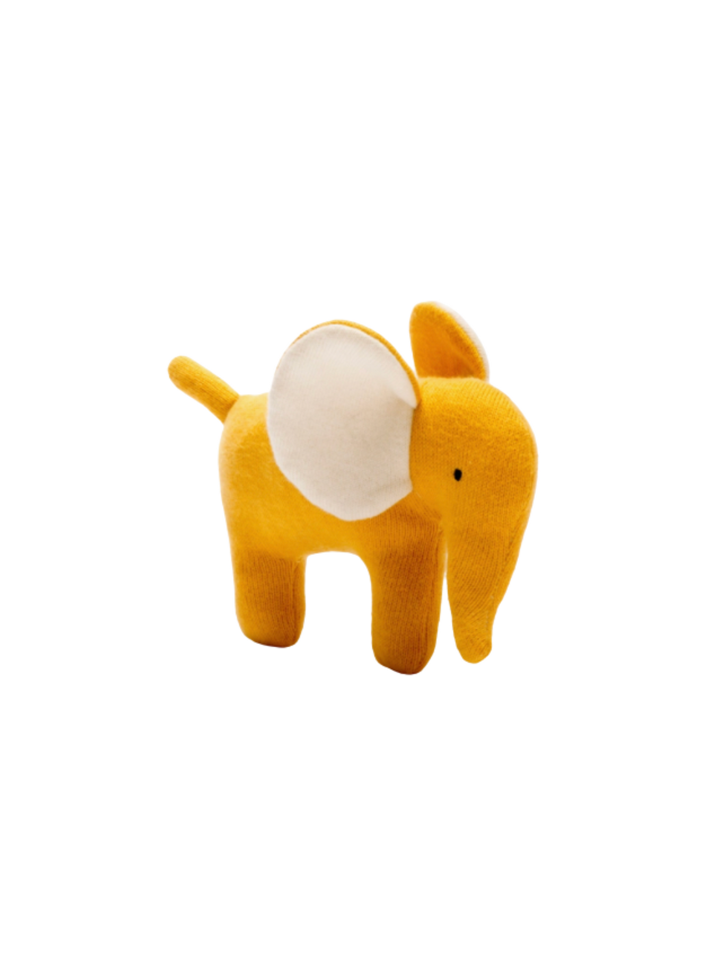 Small Knitted Organic Cotton Mustard Elephant Plush Toy